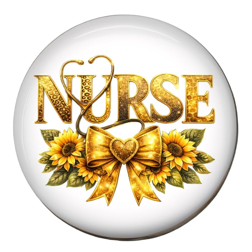 Sunflower Nurse Badge Reel & Topper RN CNA LPN Medical Worker Gift - Picture 3 of 5